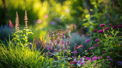 Plants with blossoms in the garden