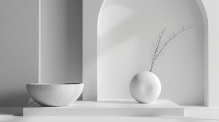 Poster - Minimalist White Interior Design with a Single Plant