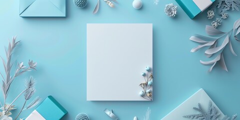 Wall Mural - Invitation card mockup with empty paper blank simple decoration