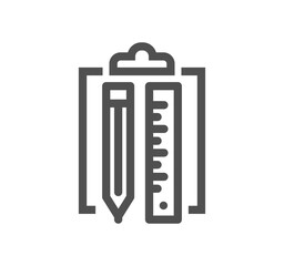 Poster - Clipboard related icon outline and linear vector.
