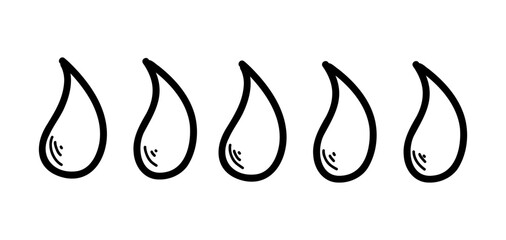 Menstruation period doodle. Feminine hygiene products, menstrual protection elements. Vector outline illustration drops