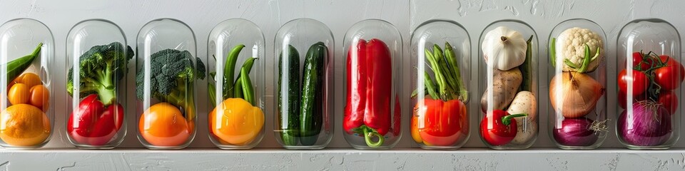 Canvas Print - the concept of healthy food capsules with vegetables. Selective focus