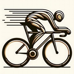 AI Generate of Speeding Cyclist in Elegant Style with Minimal Geometric Form. Vector, Logo, Symbol. Businesses related to sport, health and nature, resort, travelling, tourism fashion, etc.