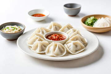 Sticker - Steamed Dumplings with Chili Sauce and Noodles