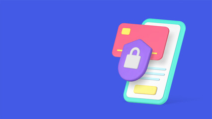 Poster - Online banking application money protection transfer smartphone service 3d icon realistic vector