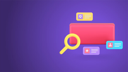 Poster - NFT media file management library searching image video in digital database 3d icon realistic vector