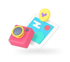 Poster - Photo gallery photography image with snapshot camera multimedia picture 3d icon realistic vector