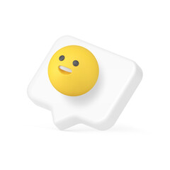 Poster - Smiley emoji quick tips positive yellow emoticon in speech bubble 3d icon realistic vector