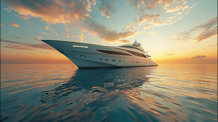 Sticker - A luxury yacht meticulously crafted, The sleek and modern vessel elegantly glides across. Generative AI.