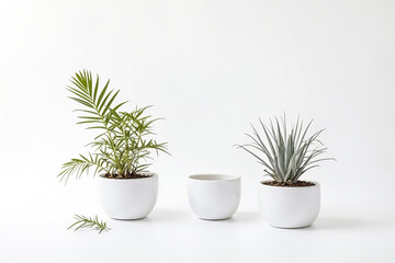 Sticker - Three potted plants on a white background