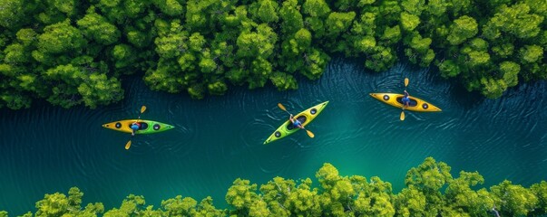 Kayakers paddling through a mangrove forest