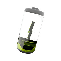 Icon of a green battery with a lightning bolt symbolizing renewable energy and sustainability