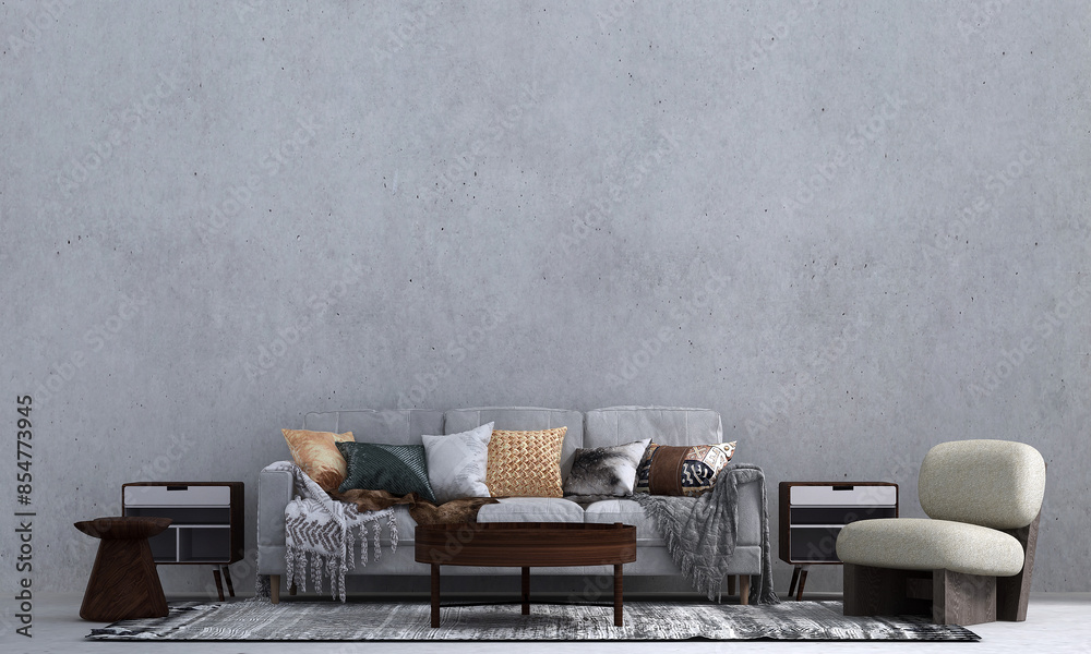 Main Rooom Texture Modern interior design of loft living room and concrete wall texture ...