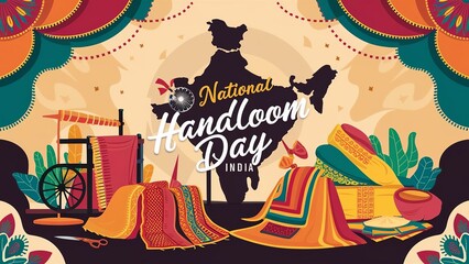 Wall Mural - illustration of National handloom day, Generative ai