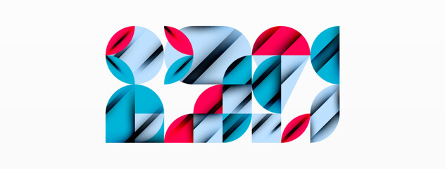 Aufkleber - Circle, square and flower petal geometric background. Round shapes composition for wallpaper, banner, background or landing