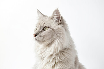 Wall Mural - Close-up Portrait of a White Cat with Green Eyes