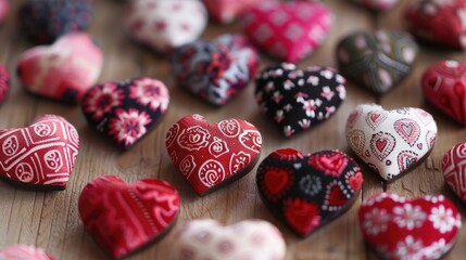 Wall Mural - Valentine themed heart shaped buttons for fabrics