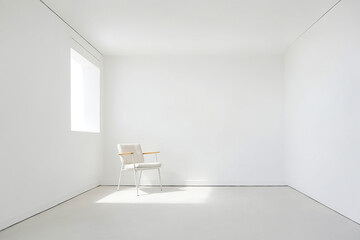 Poster - Minimalist White Room with a Single Chair