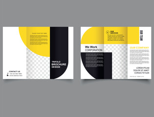 Wall Mural - Yellow Modern trifold brochure design template, flyer layout, brochure, leaflet