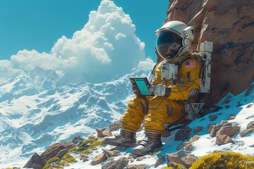 Canvas Print - Exploring New Frontiers: Astronaut and AI Discovering Planets