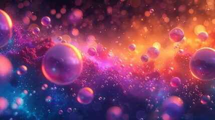 Wall Mural - A colorful galaxy of bubbles floating in space