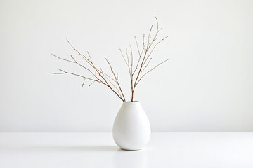 Poster - Minimalist White Vase with Dried Branches