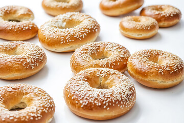 Wall Mural - Freshly Baked Bagels with Sesame Seeds
