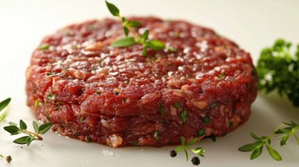 Wall Mural - Uncooked beef burger patty for preparation