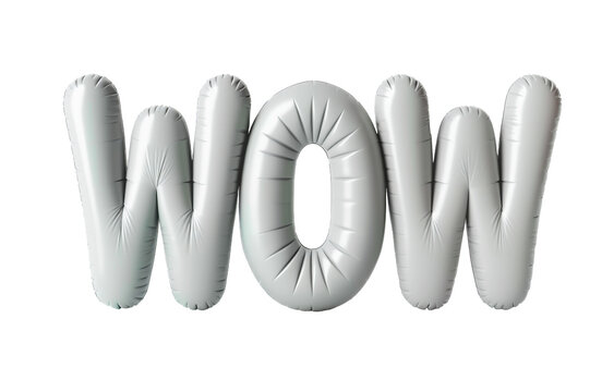 AI generated photo with inflatable word with matte gray letters 