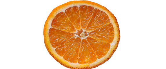 fresh orange slice isolated on a trannsparent background, showcasing its juicy texture and vibrant color. Perfect for food and drink projects.