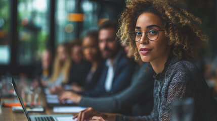 Aufkleber - business team members are seen having a meeting,