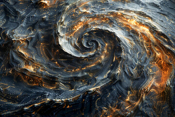 Wall Mural - A spiral of black and gold swirls