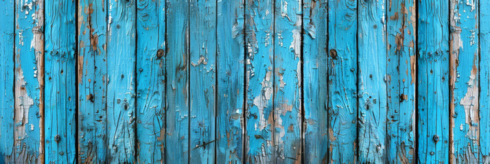 Wall Mural - Distressed blue wood background with peeling paint and rustic texture: Vintage and coastal, great for beach or nautical designs, the blue wood and peeling paint create a weathered and charming look