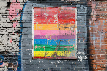 abstract urban street art on brick wall at daytime