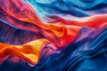Wall Mural - colorful abstract waves in vibrant blue and orange hues