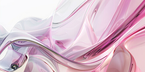 Sticker - abstract futuristic digital design with pink and white background, abstract shapes and lines in the style of wavy resin sheets