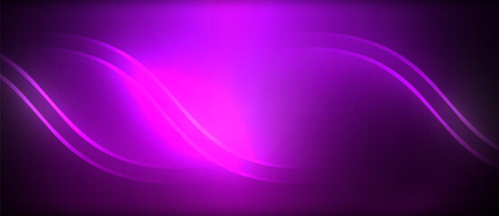 Aufkleber - Neon glowing circle rays, light round lines in the dark, planet style neon wave lines. Energetic electric concept design for wallpaper, banner, background
