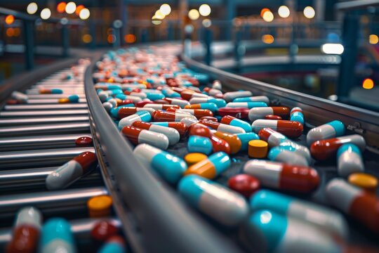 Modern Pharmaceutical Factory with High-Tech Systems - Efficient Drug Processing, Sterile Manufacturing Environment