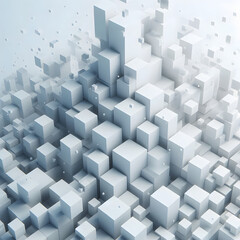 Poster - Random moved-fading out white cube boxes block background wallpaper banner with copy space