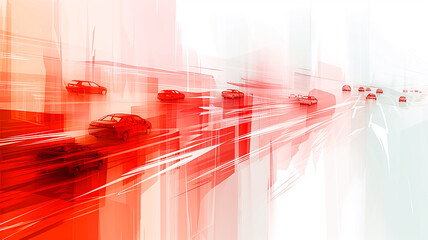 Poster - Cars moving fast on the highway, abstract geometric background