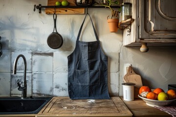 Aufkleber - Fresh fruit arranged on a wooden cutting board, ideal for cooking or photography use