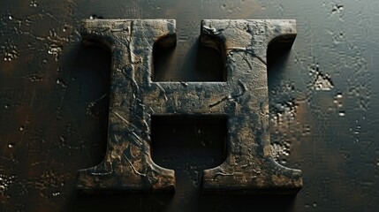 Wall Mural - Close-up shot of a metallic letter H, suitable for various design and typography projects