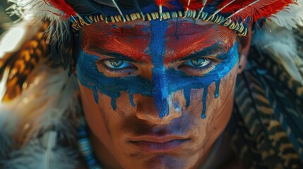 Aufkleber - A detailed view of an individual's face with artistic makeup, suitable for use in creative projects or as a reference image