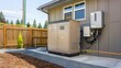 © AI - Clean installation of a residential emergency generator in a small building.