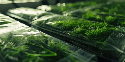 Poster - A photo of plastic bags filled with green plants