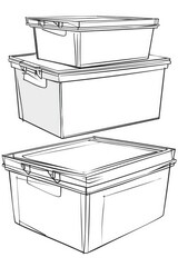 Poster - Three stacked box containers with varying sizes and shapes, ideal for storage or shipping scenarios