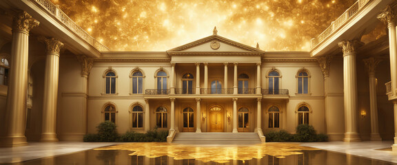 Wall Mural -  Gold real estate house investment property business on a golden background design. 