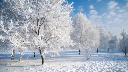 Wall Mural - Snow covered trees in winter