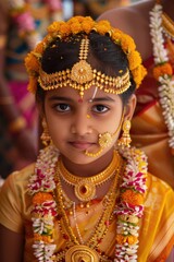 Poster - A young girl wearing traditional Indian clothing, suitable for cultural or ethnic-themed designs