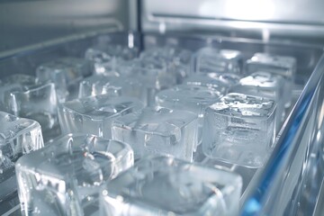 Poster - Frozen ice cubes placed on a kitchen or bar countertop